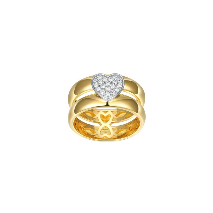 18K Gold Plated Sterling Silver 1/5 CT TW Lab Grown Diamond Heart Ring