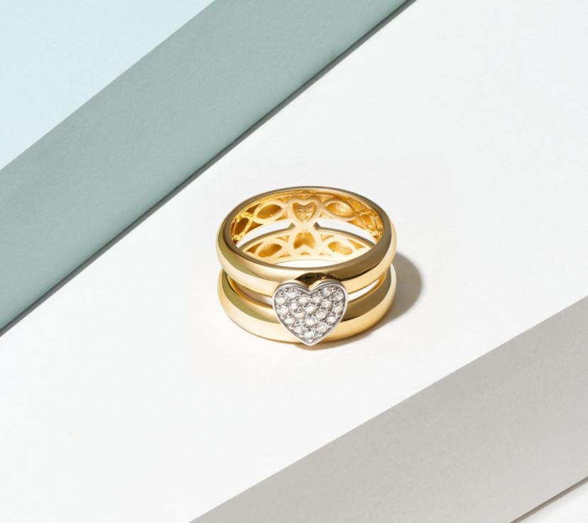 18K Gold Plated Sterling Silver 1/5 CT TW Lab Grown Diamond Heart Ring