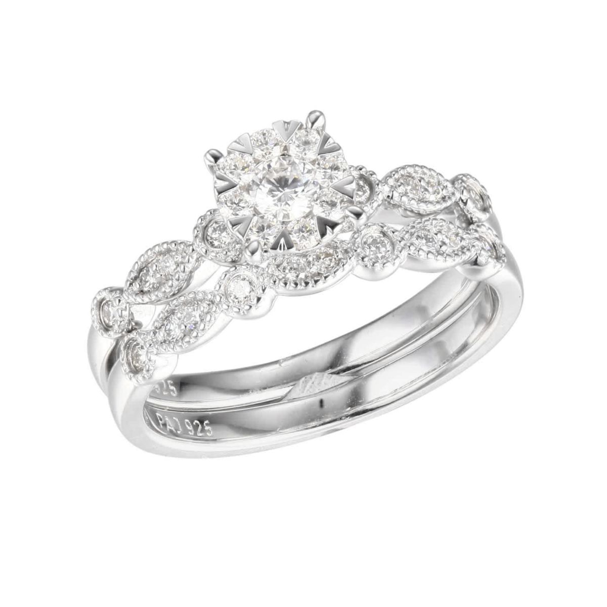 1/2 CT TW Lab Grown Diamond Ring Set in Rhodium Plated Sterling Silver