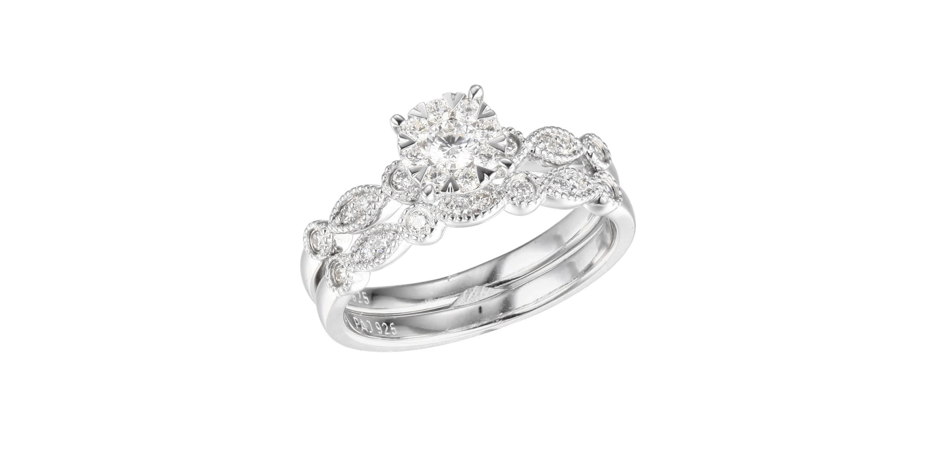 1/2 CT TW Lab Grown Diamond Ring Set in Rhodium Plated Sterling Silver