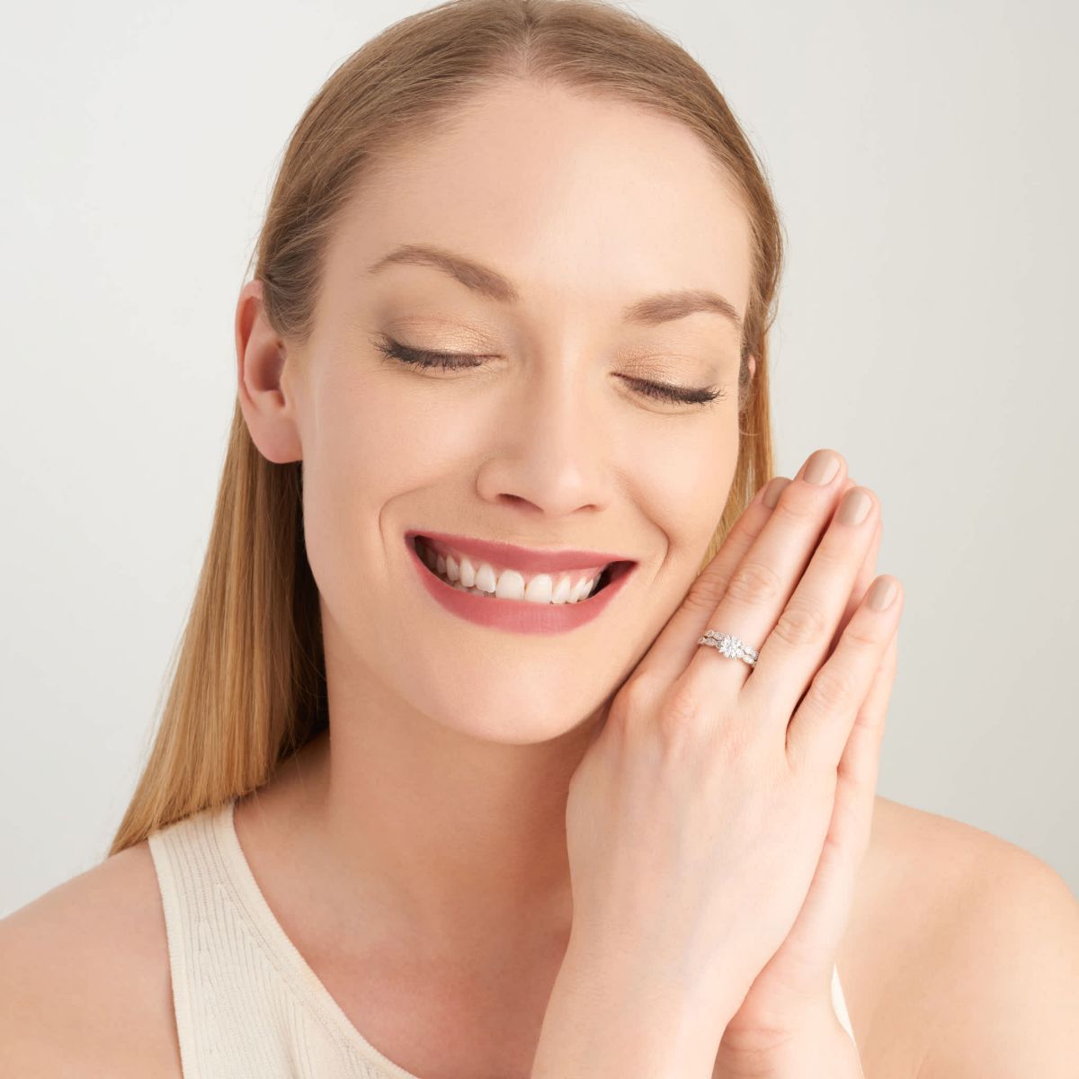 1/2 CT TW Lab Grown Diamond Ring Set in Rhodium Plated Sterling Silver