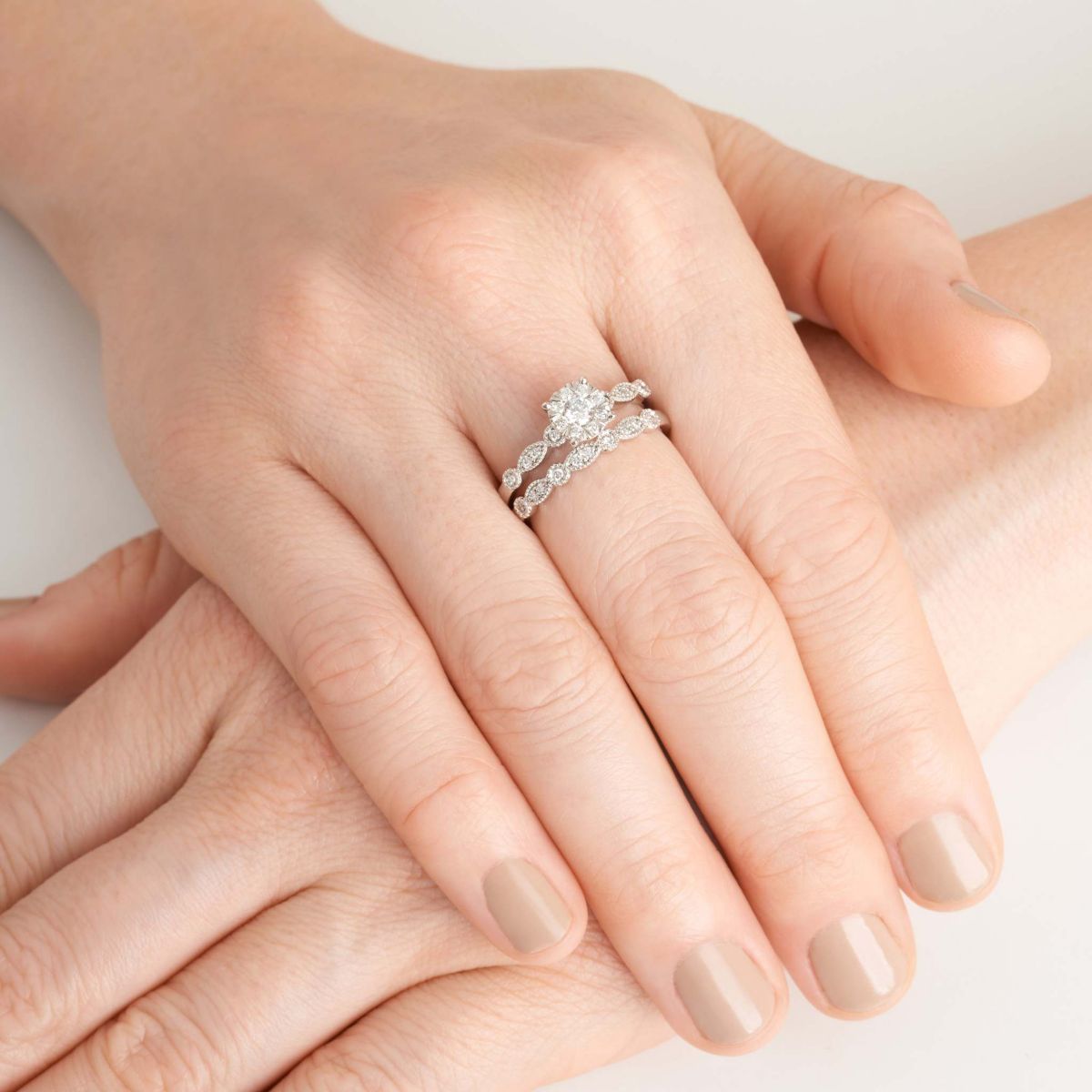 1/2 CT TW Lab Grown Diamond Ring Set in Rhodium Plated Sterling Silver