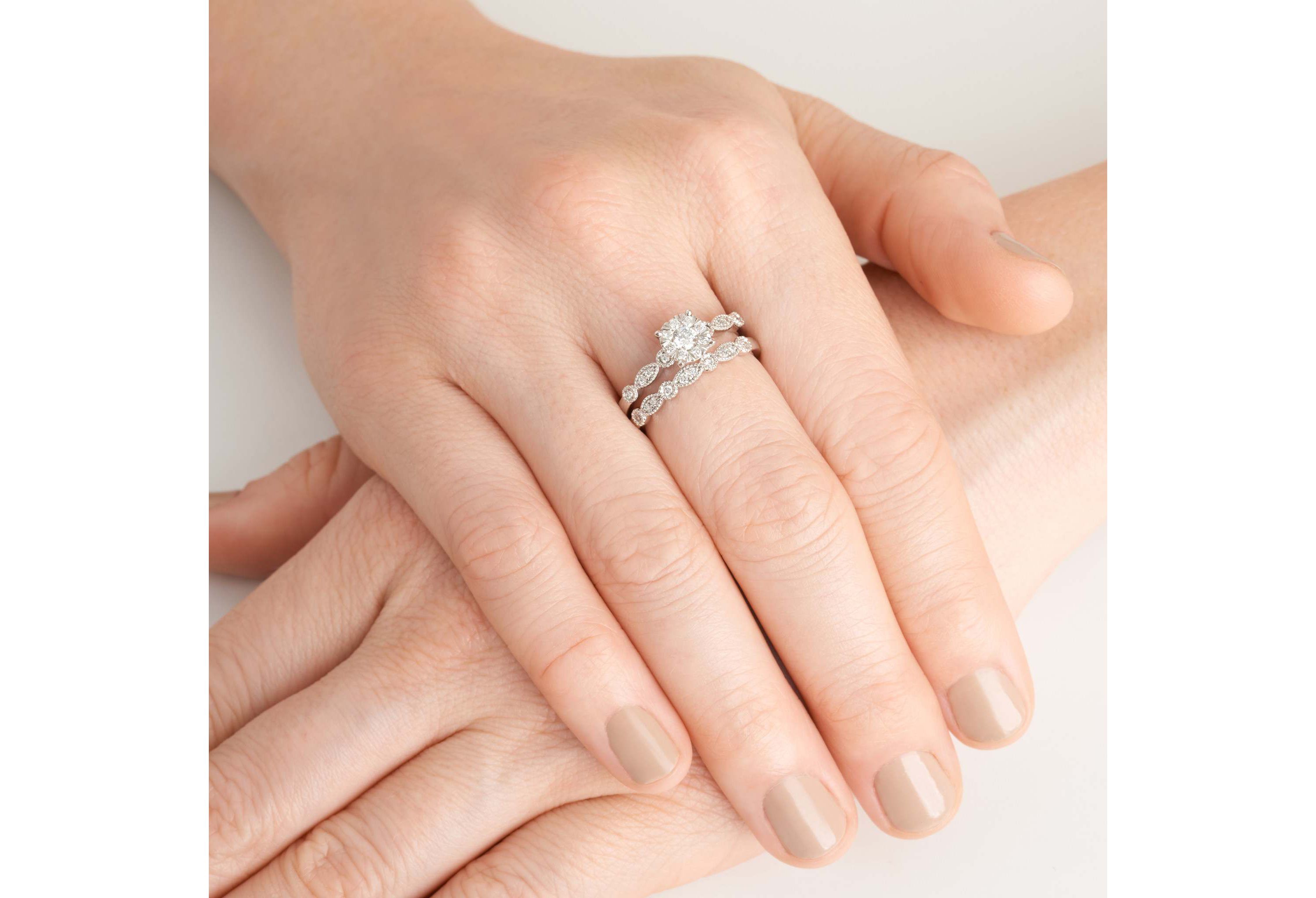 1/2 CT TW Lab Grown Diamond Ring Set in Rhodium Plated Sterling Silver