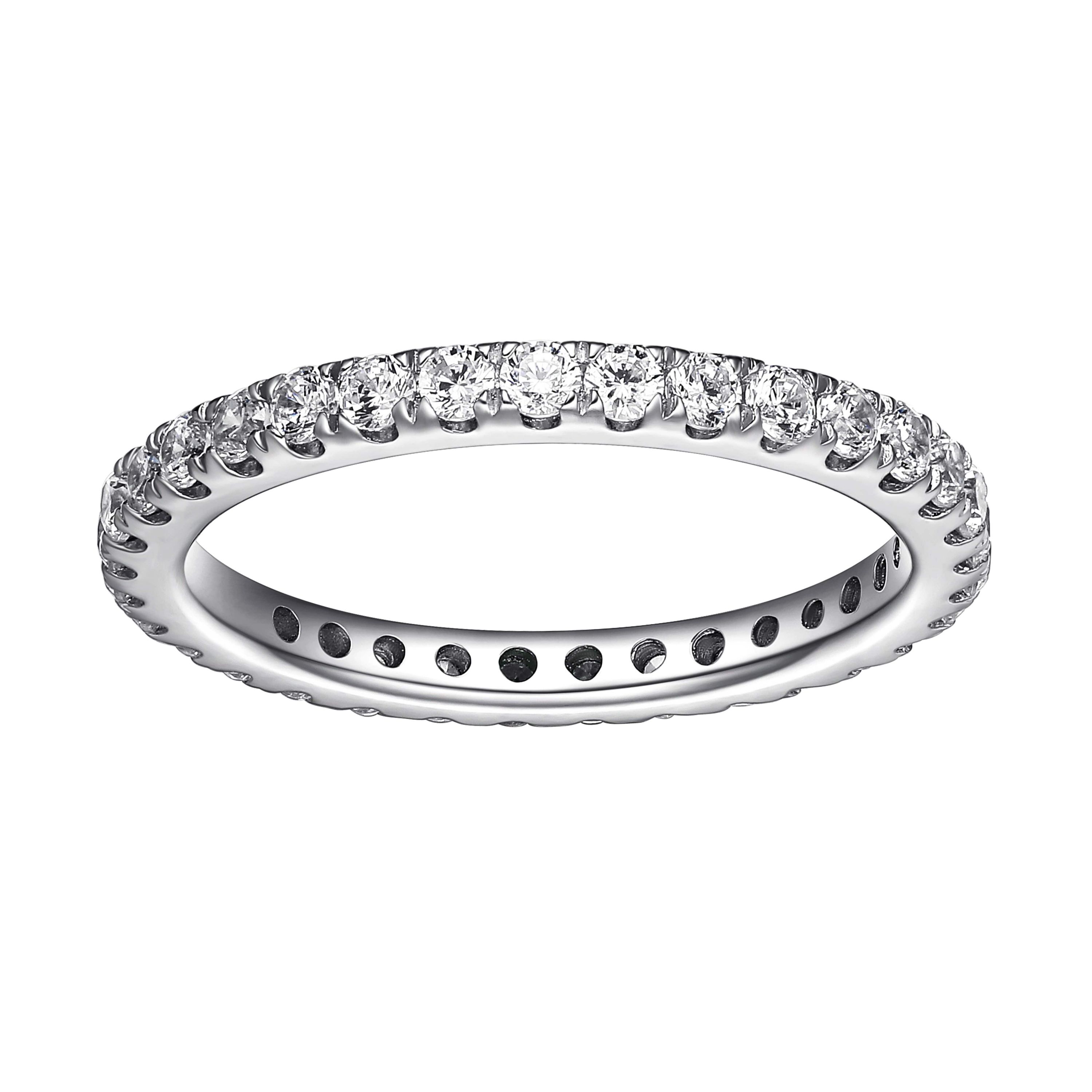Rhodium Plated Sterling Silver Ring Featuring 1 CT TW Lab Grown Diamond