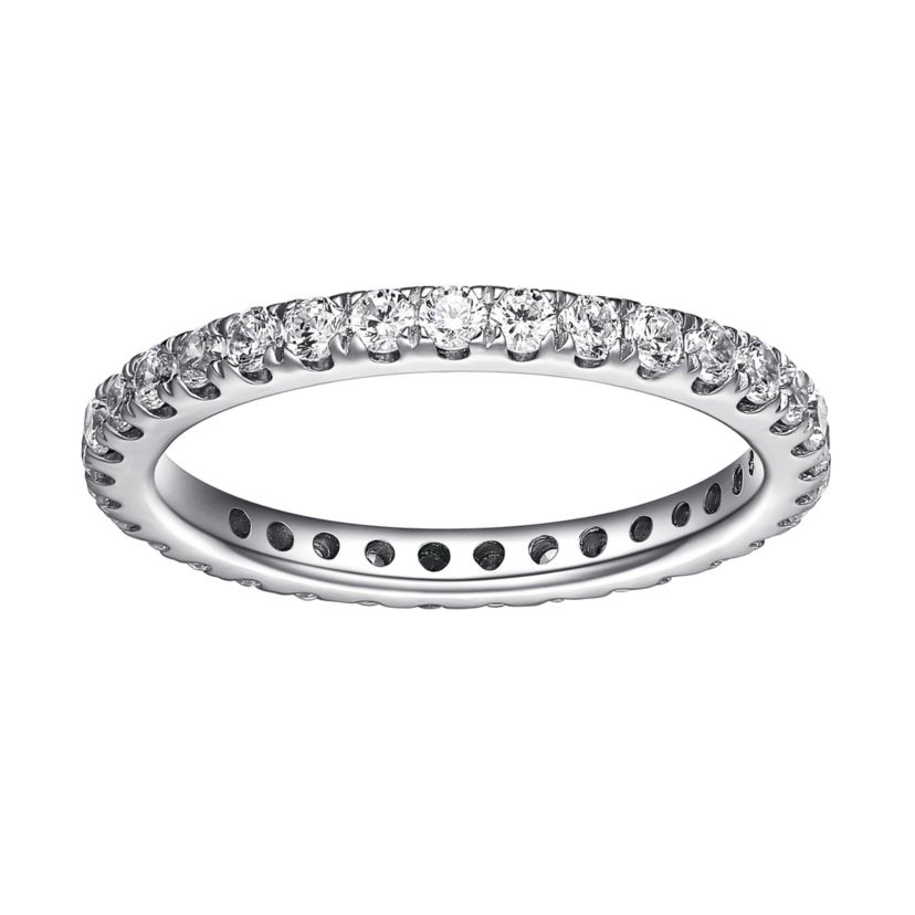 Rhodium Plated Sterling Silver Ring Featuring 1 CT TW Lab Grown Diamond