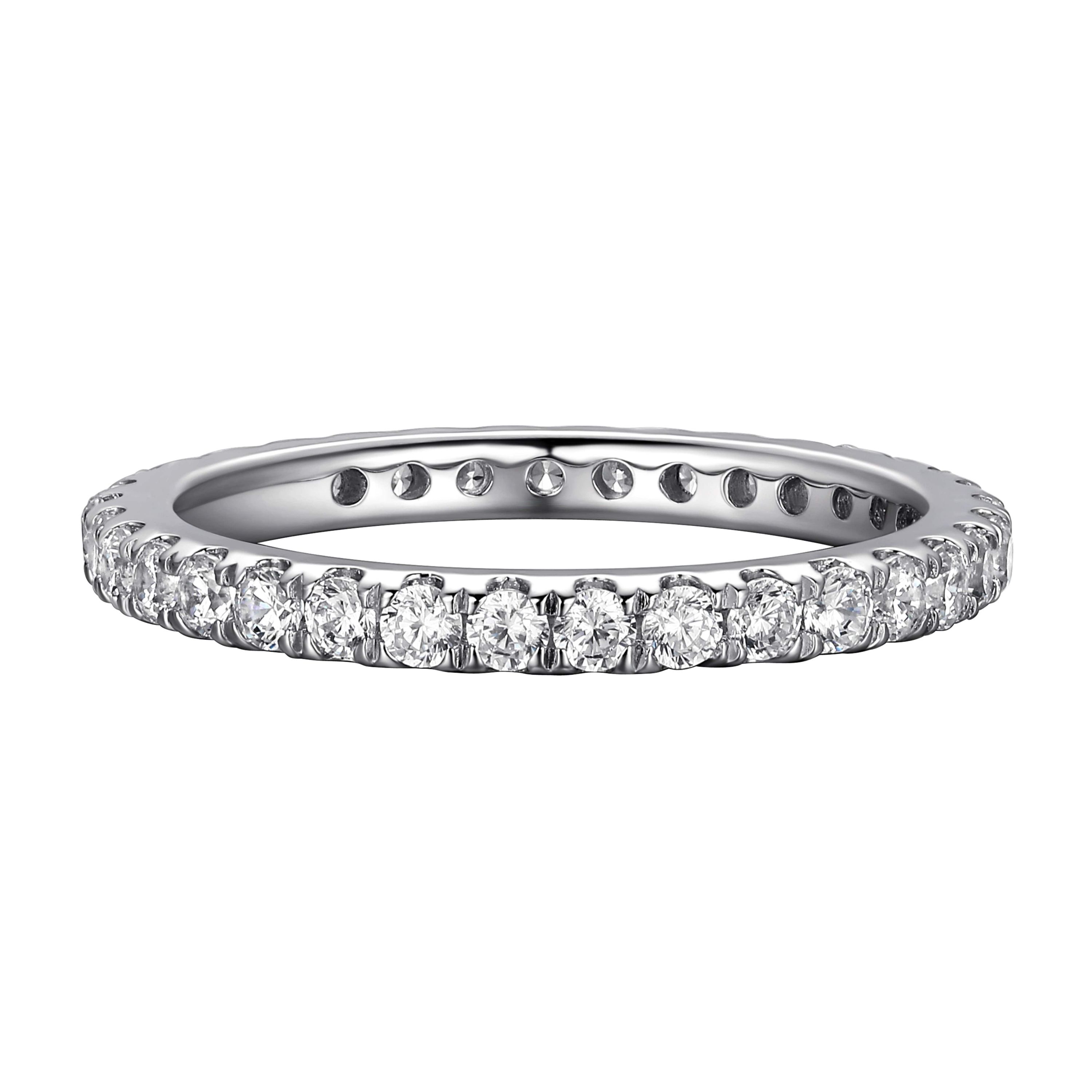 Rhodium Plated Sterling Silver Ring Featuring 1 CT TW Lab Grown Diamond