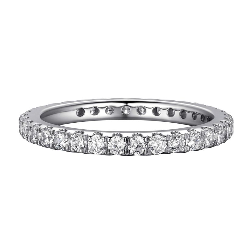 Rhodium Plated Sterling Silver Ring Featuring 1 CT TW Lab Grown Diamond