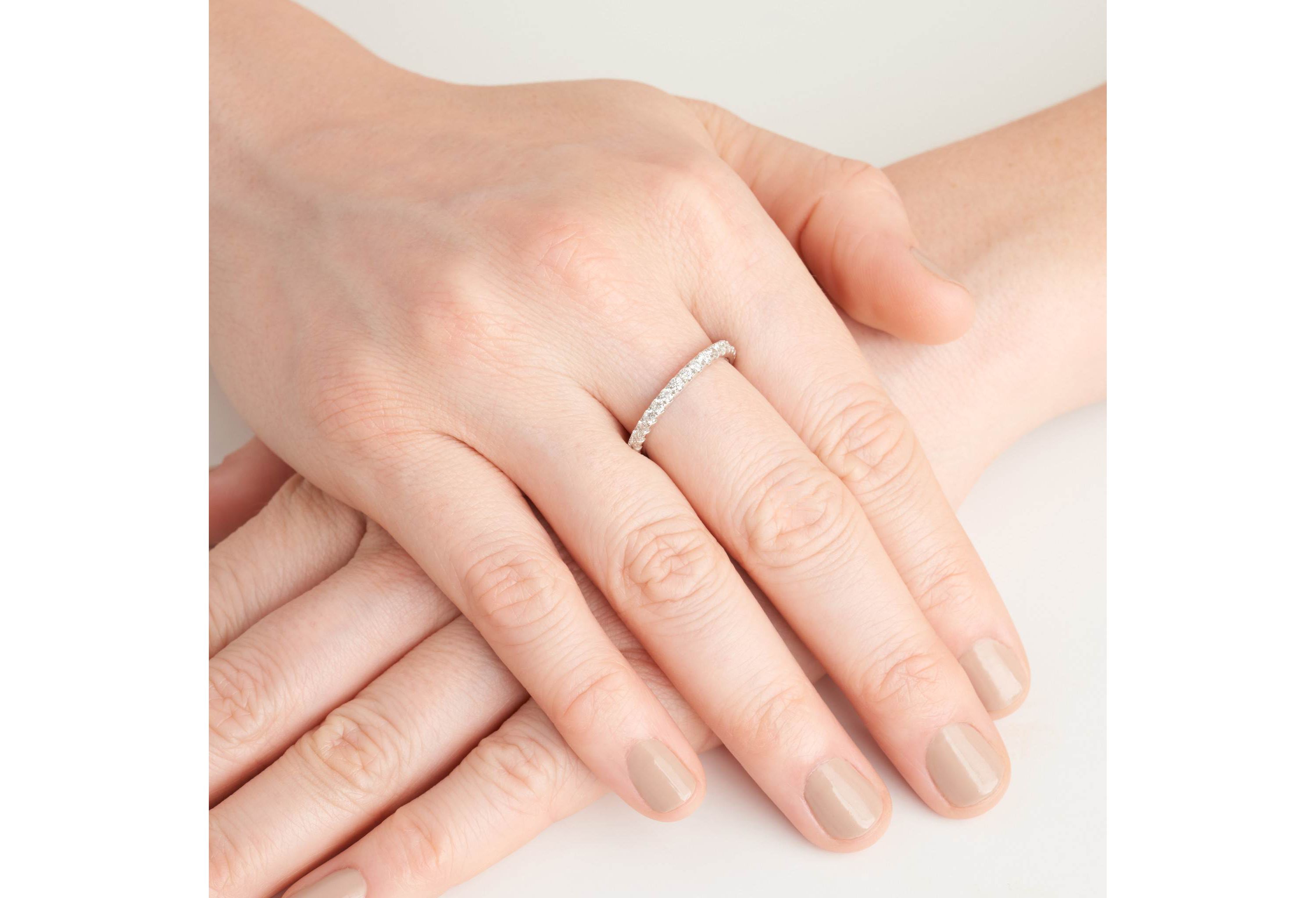 Rhodium Plated Sterling Silver Ring Featuring 1 CT TW Lab Grown Diamond