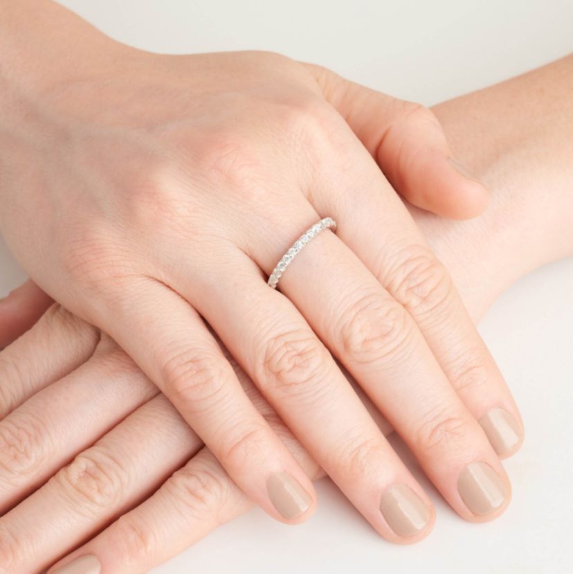 Rhodium Plated Sterling Silver Ring Featuring 1 CT TW Lab Grown Diamond