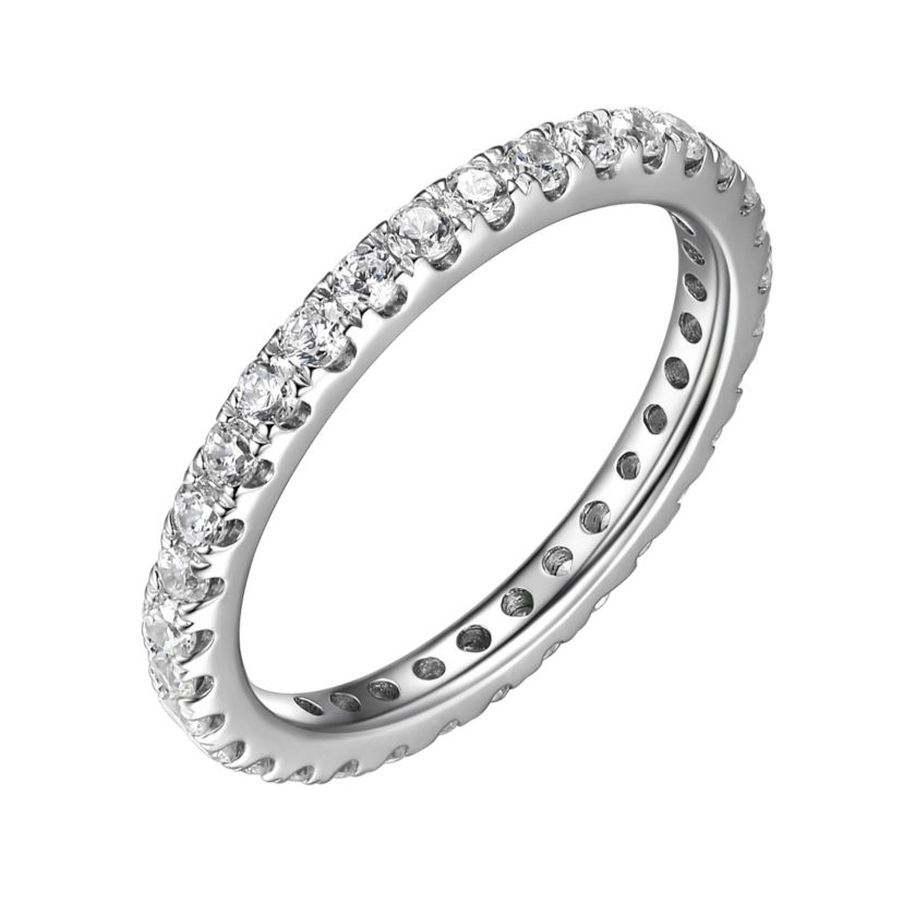 Rhodium Plated Sterling Silver Ring Featuring 1 CT TW Lab Grown Diamond