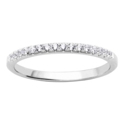 LuxLab 1/6 CT TW Lab Grown Diamond Wedding Band Ring in Rhodium Over Sterling Silver