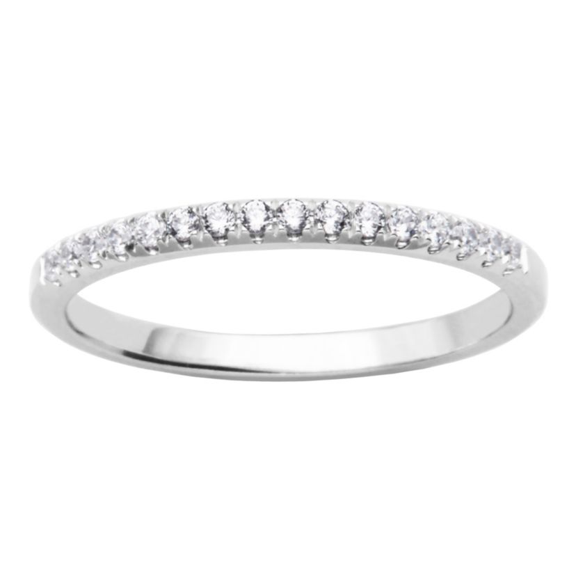 1/6 CT TW Lab Grown Diamond Wedding Band Ring in Rhodium Over Sterling Silver