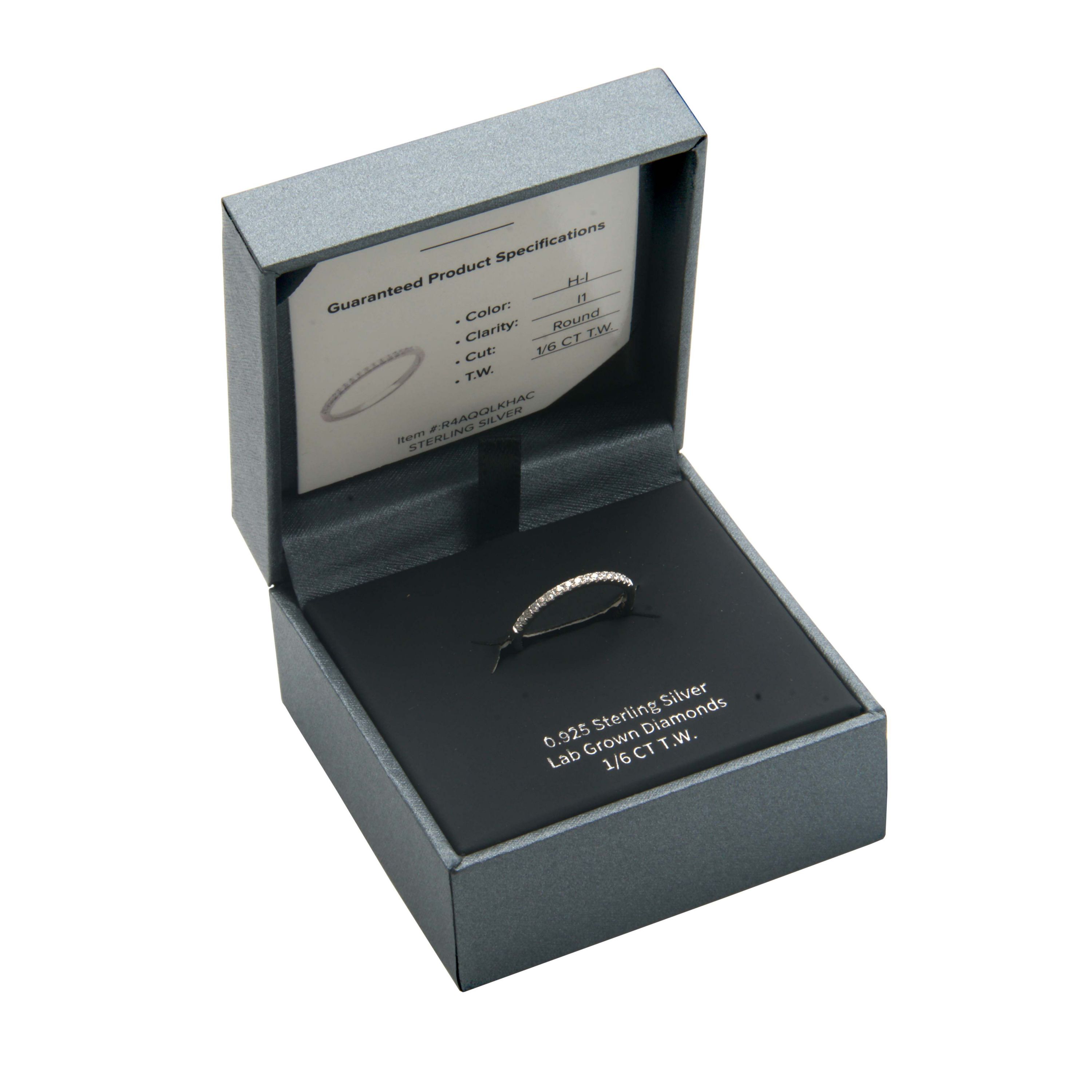 1/6 CT TW Lab Grown Diamond Wedding Band Ring in Rhodium Over Sterling Silver