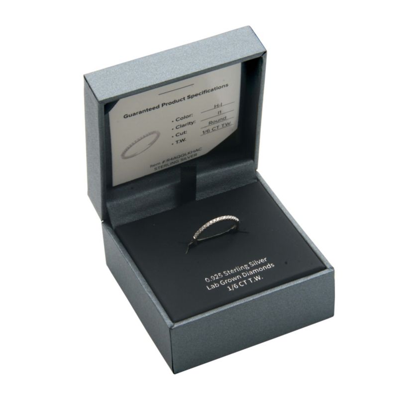 1/6 CT TW Lab Grown Diamond Wedding Band Ring in Rhodium Over Sterling Silver