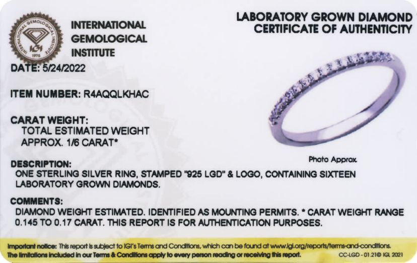 1/6 CT TW Lab Grown Diamond Wedding Band Ring in Rhodium Over Sterling Silver