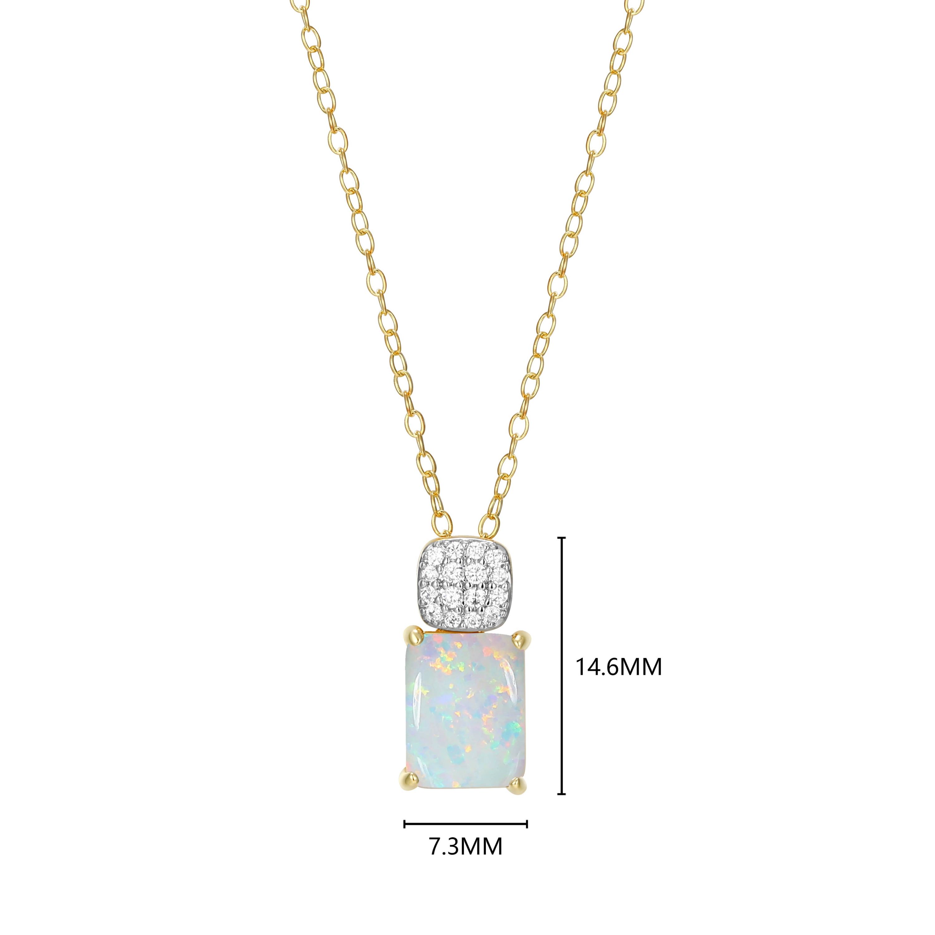 18k Gold Plated Silver 1/10 CTTW Lab Grown Diamond & Birthstone Gemstone Emerald Cut Pendant Necklace
