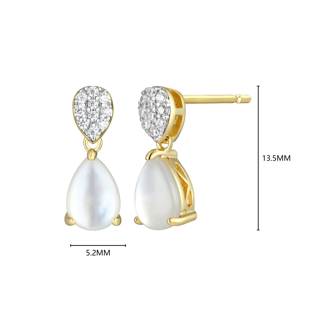 18k Gold Plated Silver 1/10 CTTW Lab Grown Diamond & Birthstone Gemstone Pear Earrings