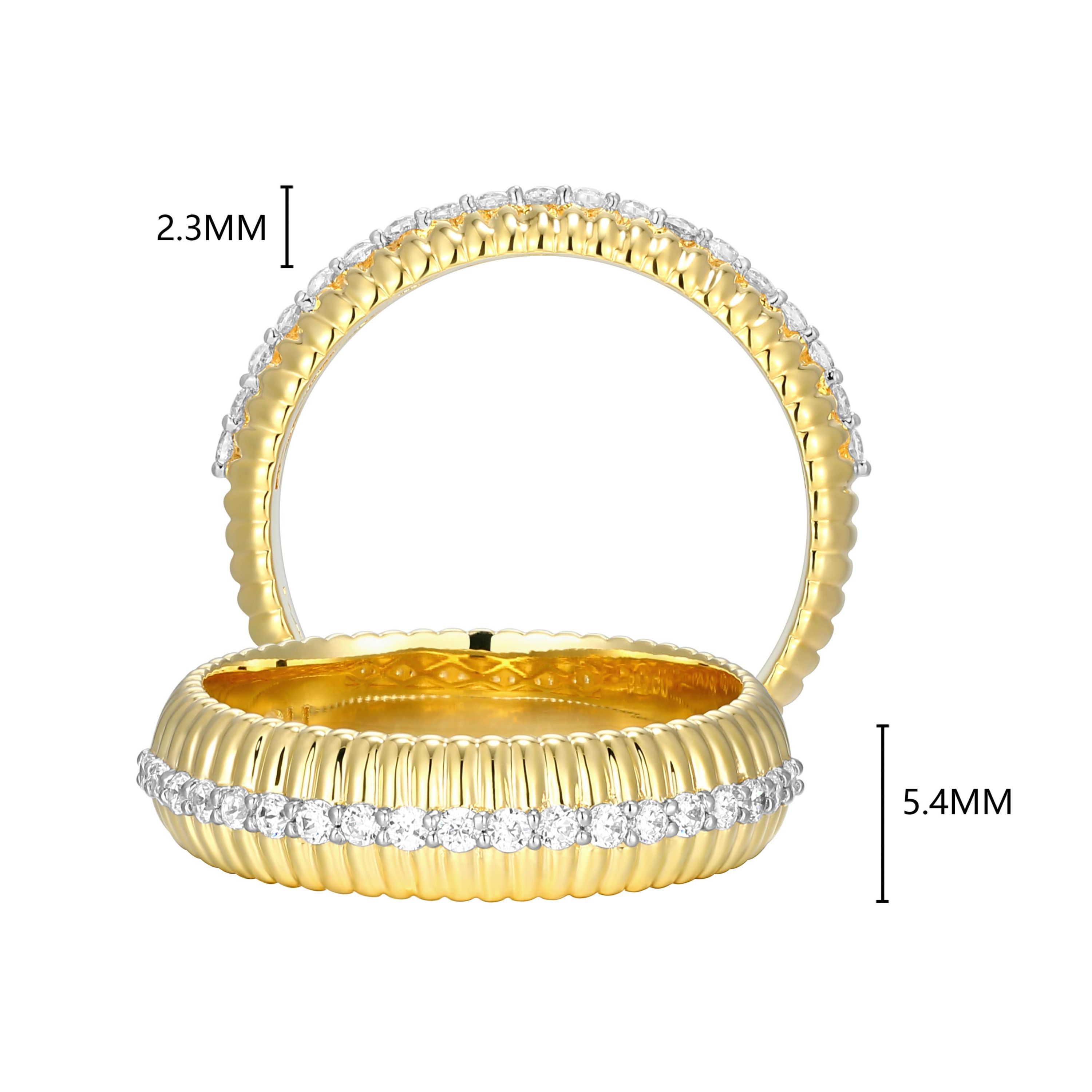 18K Yellow Gold Plated Sterling Silver Womens 1/4 CTTW Lab Grown Diamond Dome Ring