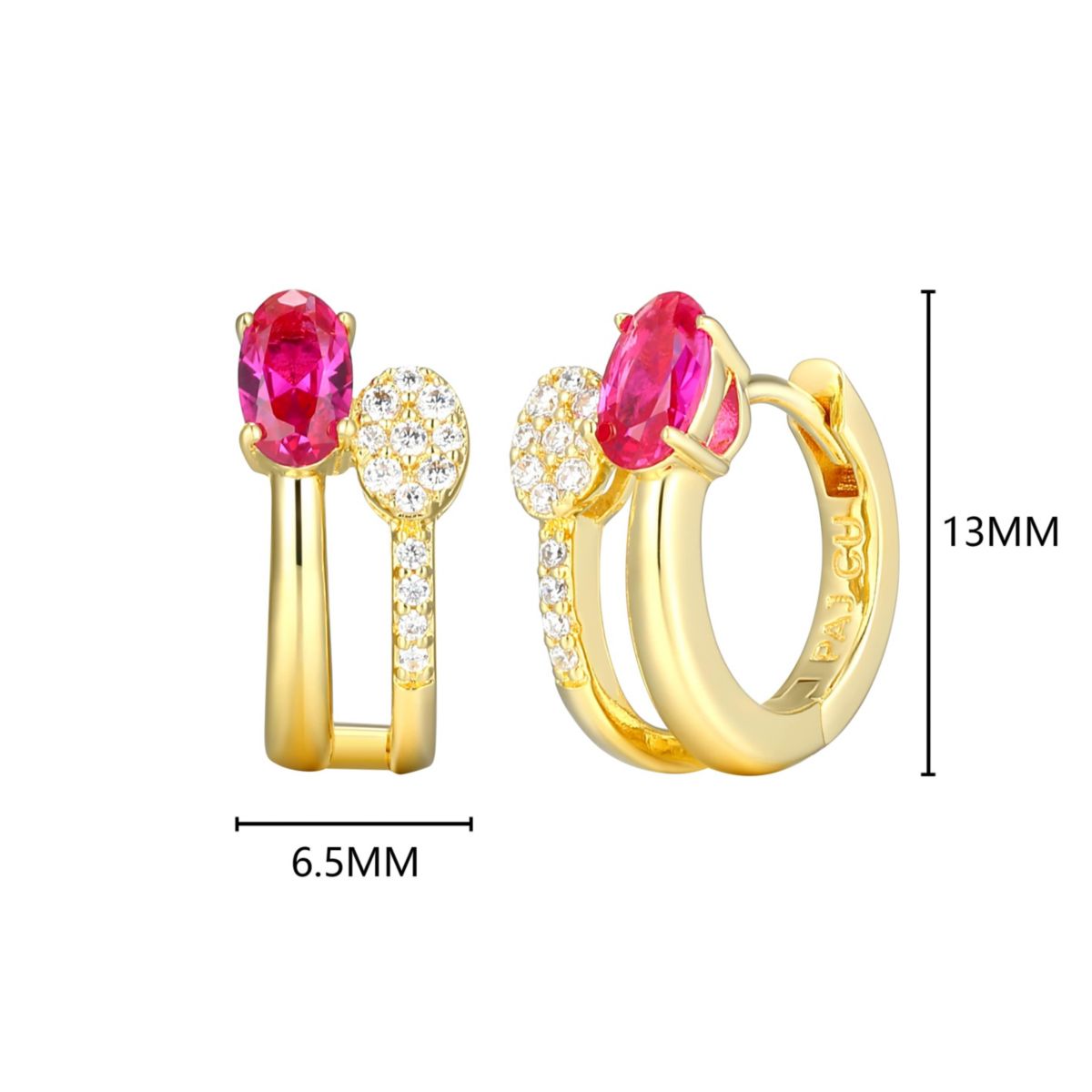 18K Yellow Gold Plated Sterling Silver Womens Created Gemstone and 1/10 CTTW Lab Grown Diamonds Hoop Earrings