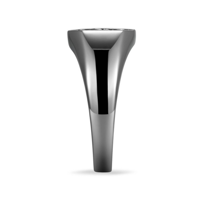 Gunmetal Plated Sterling Silver Mens Genuine Black Sapphire Inlay Ring