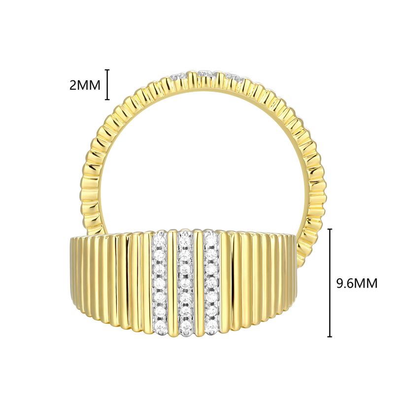 18K Yellow Gold Plated Sterling Silver Womens 1/10 CTTW Lab Grown Diamond Pave Ring