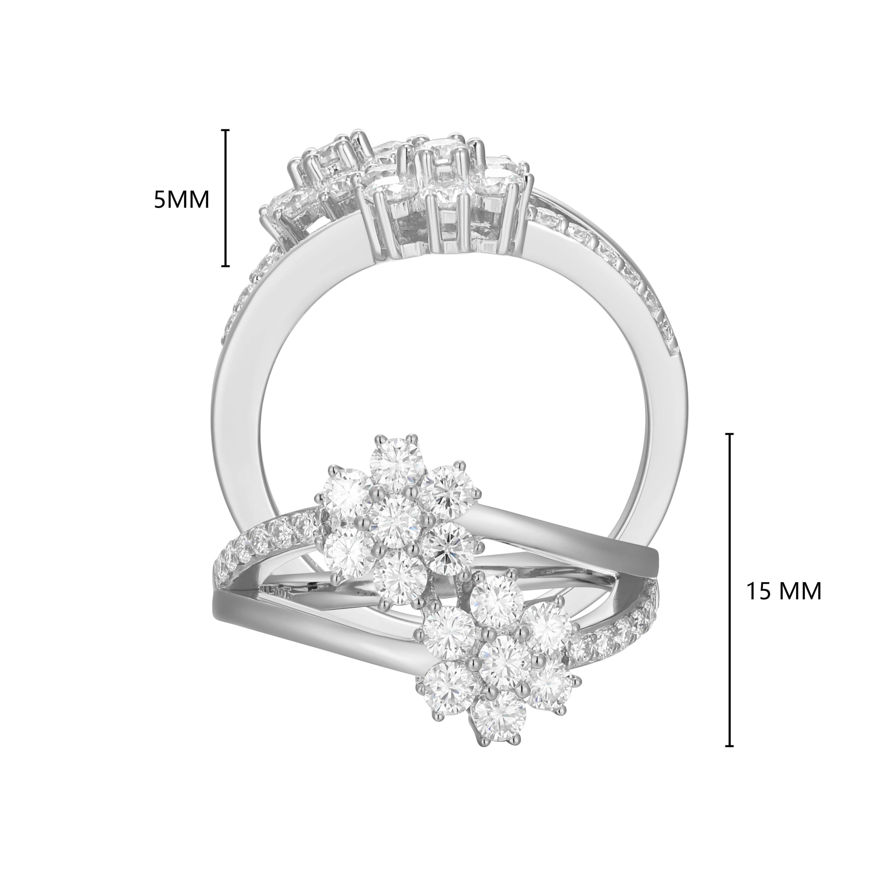 18K Yellow Gold or Rhodium Plated Sterling Silver Moissanite Double Flower Ring