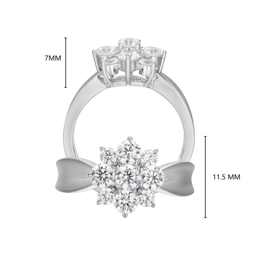 18K Yellow Gold or Rhodium Plated Sterling Silver Moissanite Flower Ring