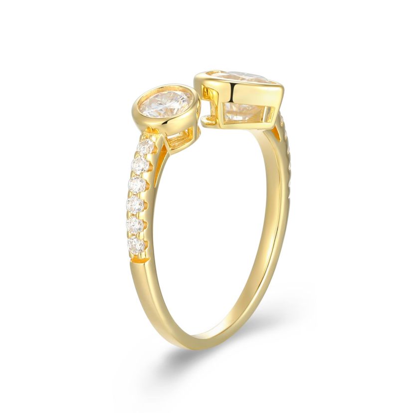 18K Yellow Gold or Rhodium Plated Sterling Silver Moissanite Heart Ring