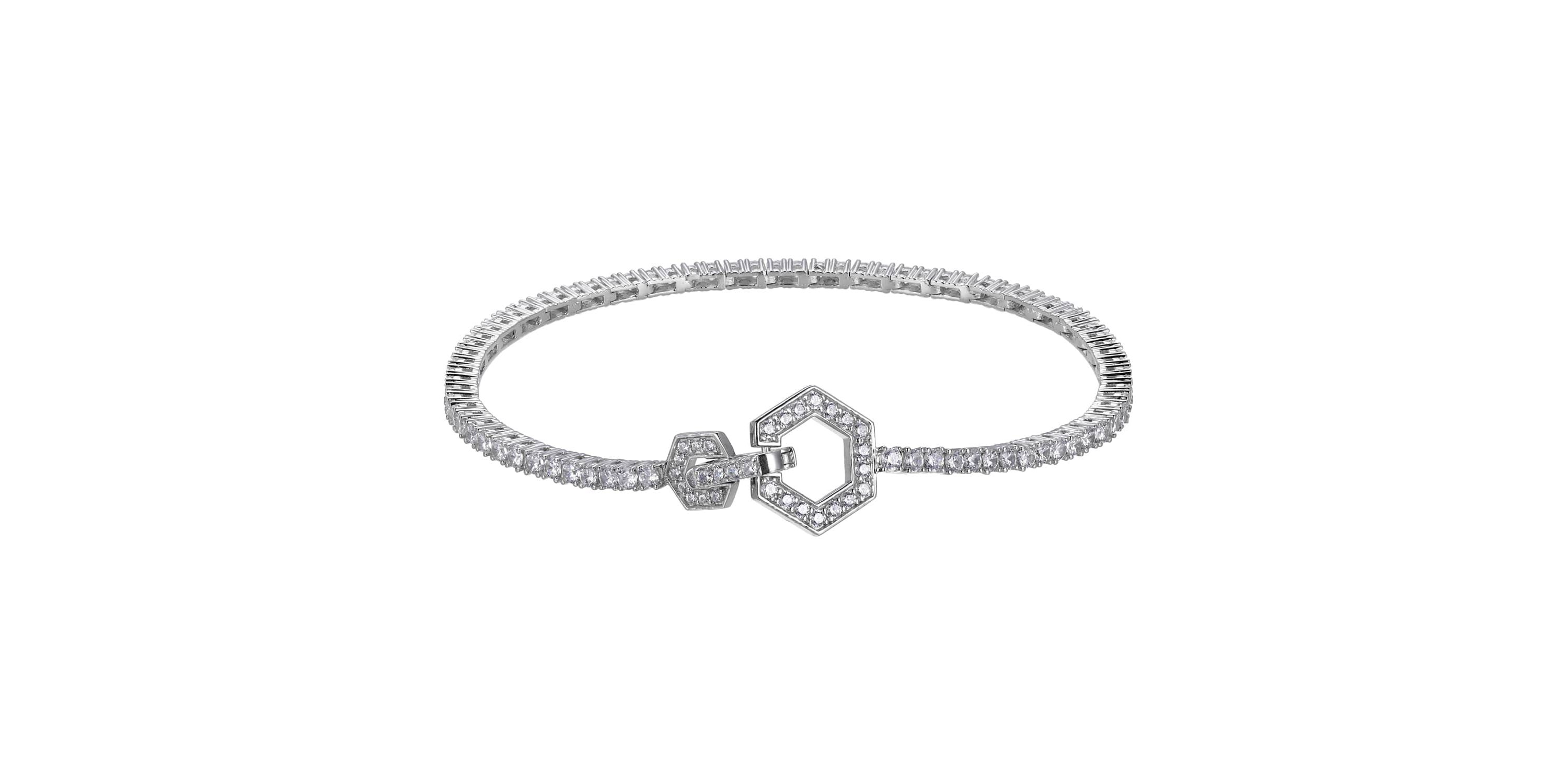 18K Yellow Gold or Rhodium Plated Sterling Silver Moissanite Tennis Bracelet