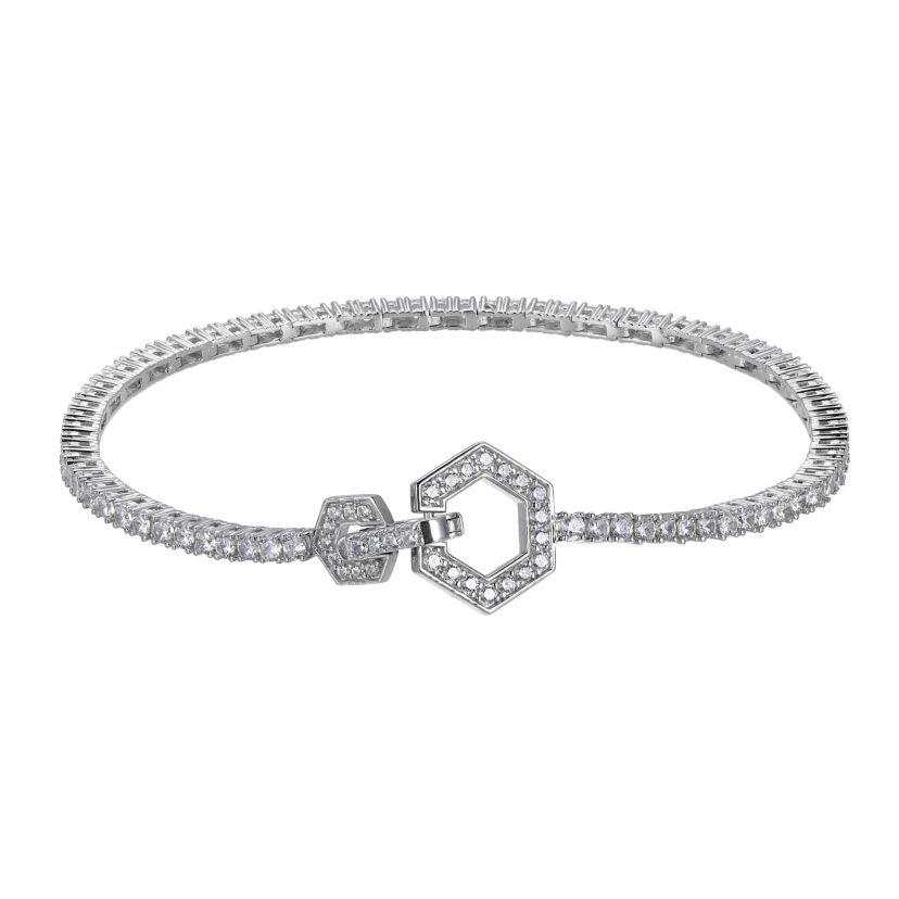 18K Yellow Gold or Rhodium Plated Sterling Silver Moissanite Tennis Bracelet