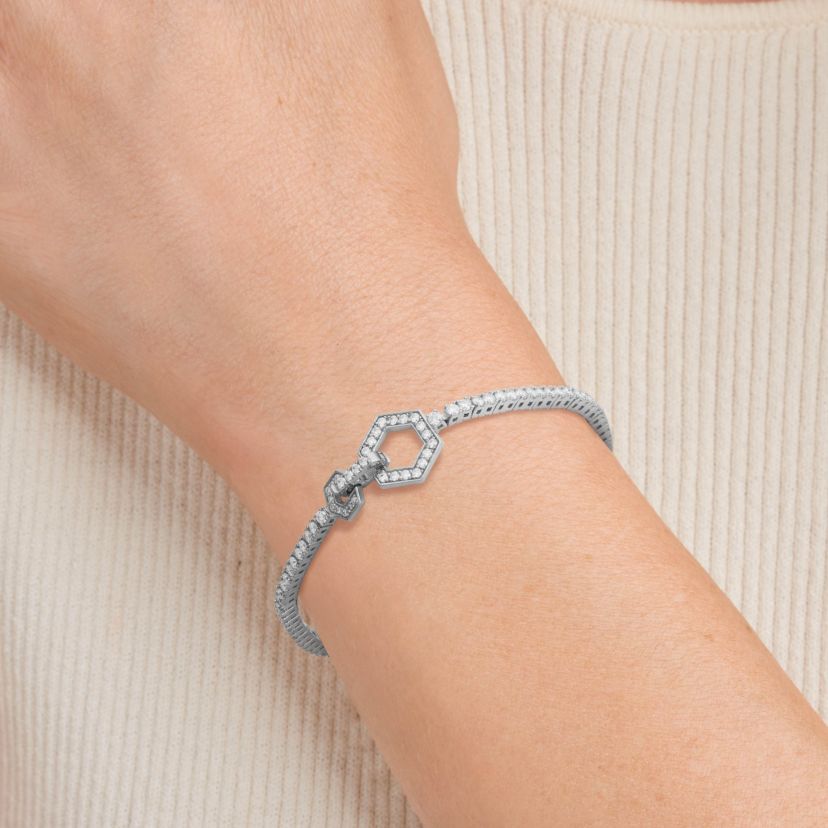 18K Yellow Gold or Rhodium Plated Sterling Silver Moissanite Tennis Bracelet