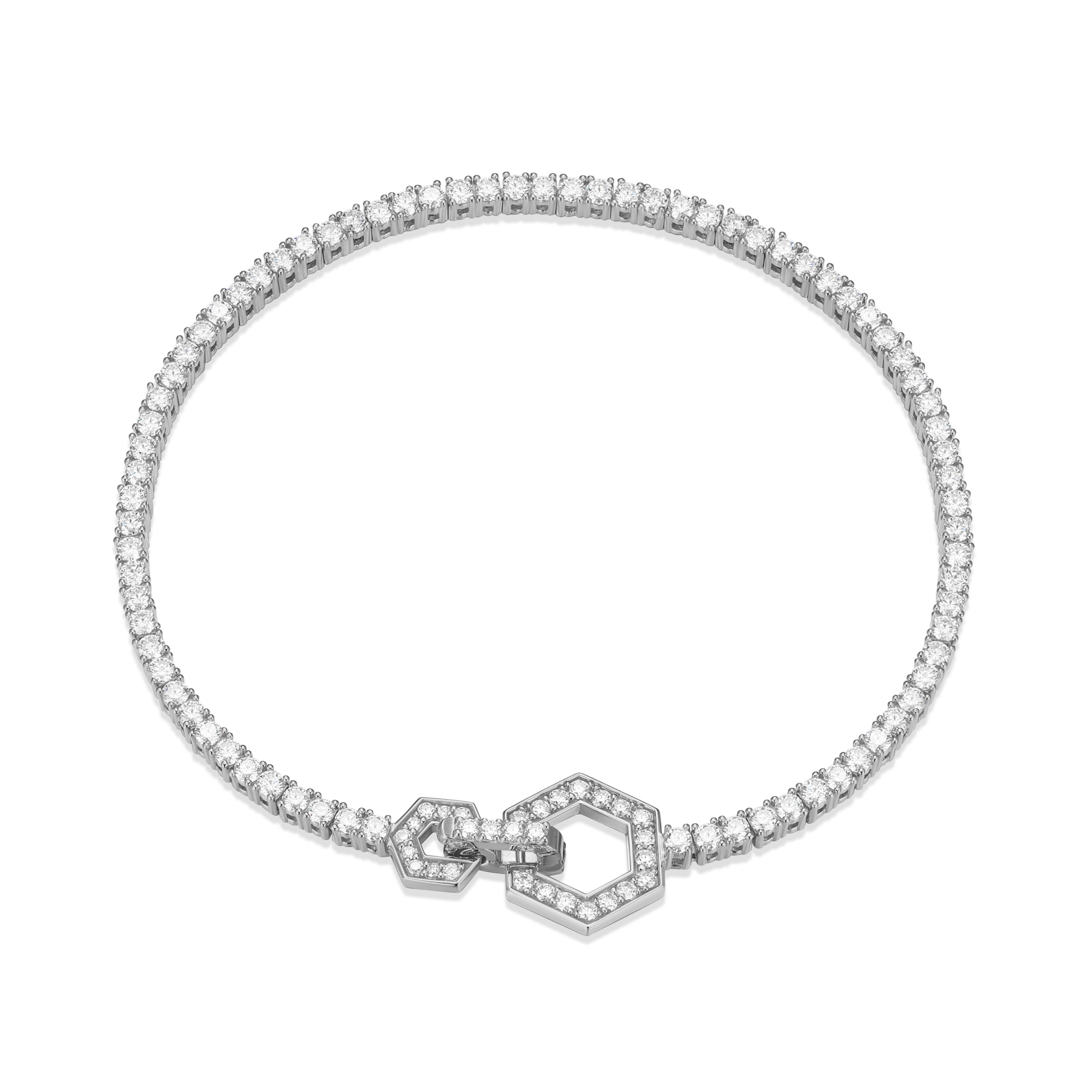 18K Yellow Gold or Rhodium Plated Sterling Silver Moissanite Tennis Bracelet
