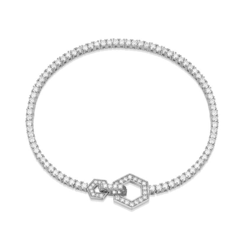 18K Yellow Gold or Rhodium Plated Sterling Silver Moissanite Tennis Bracelet