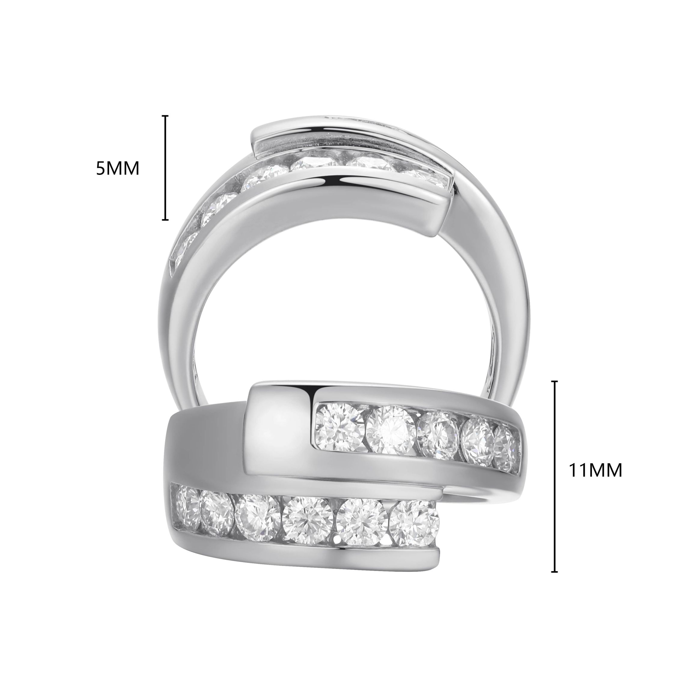 18K Yellow Gold or Rhodium Plated Sterling Silver Moissanite Bypass Ring