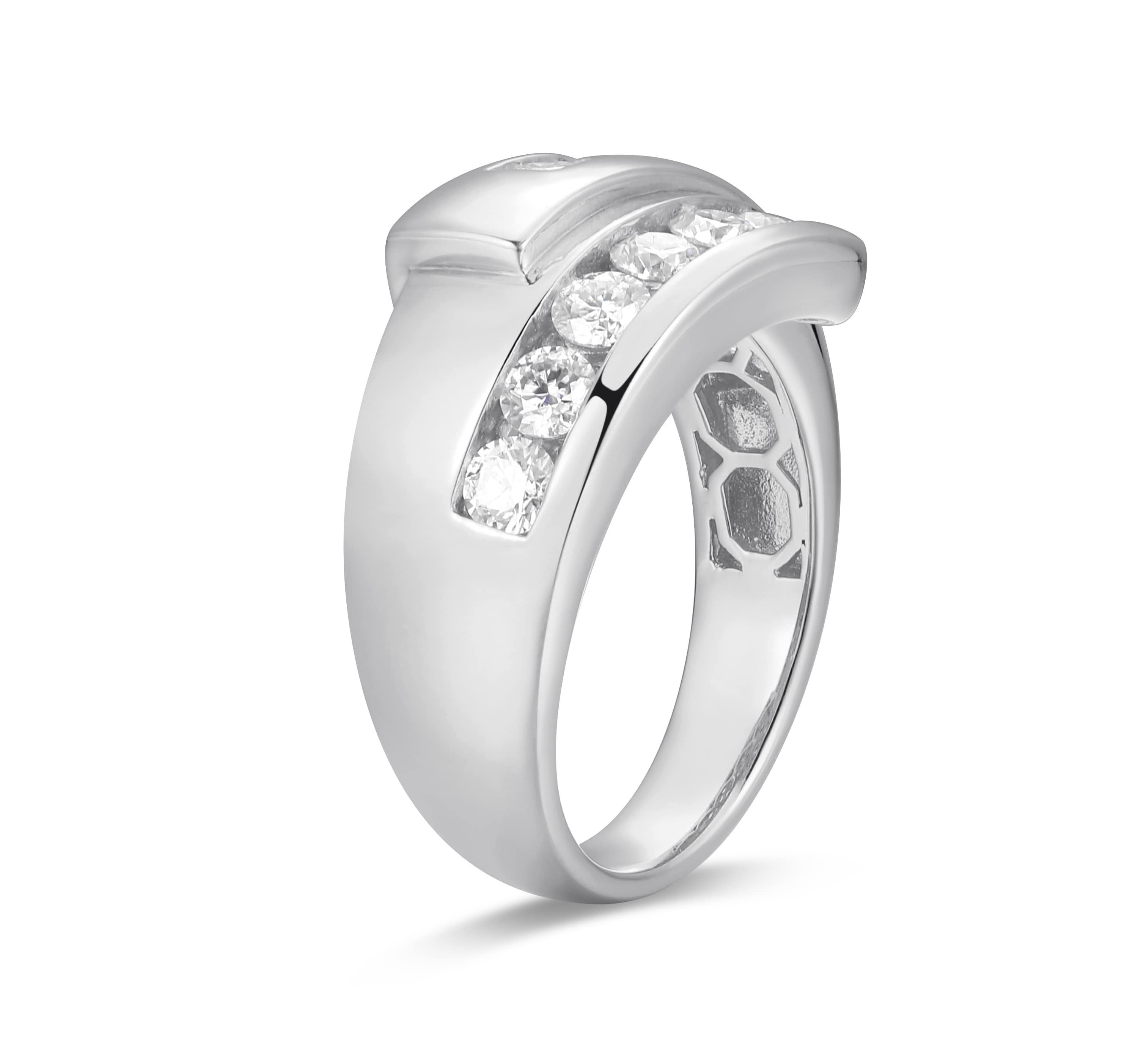 18K Yellow Gold or Rhodium Plated Sterling Silver Moissanite Bypass Ring