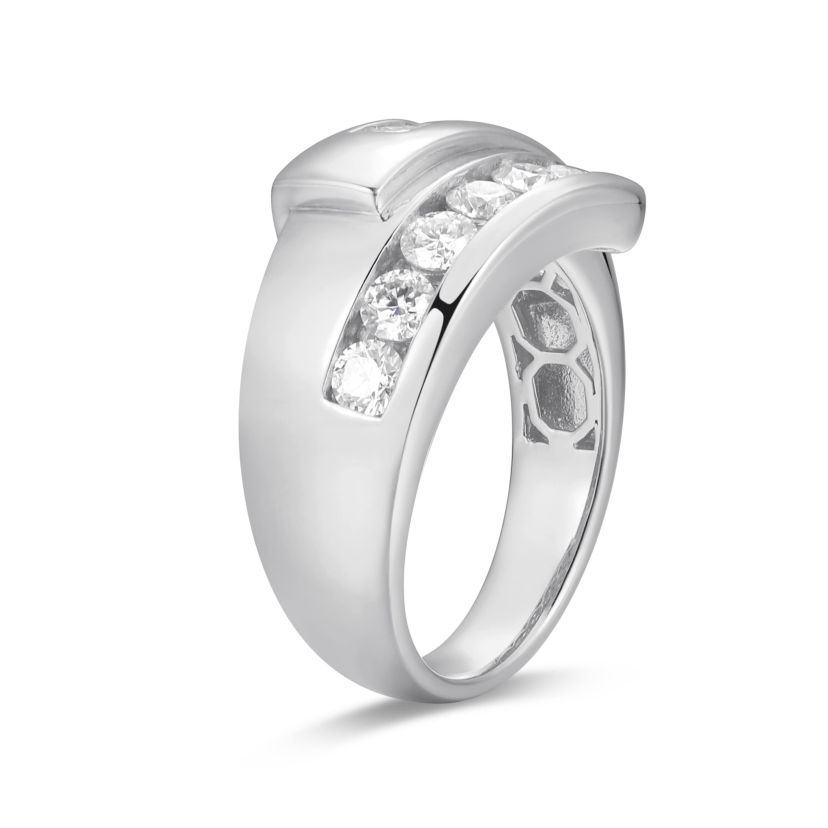 18K Yellow Gold or Rhodium Plated Sterling Silver Moissanite Bypass Ring