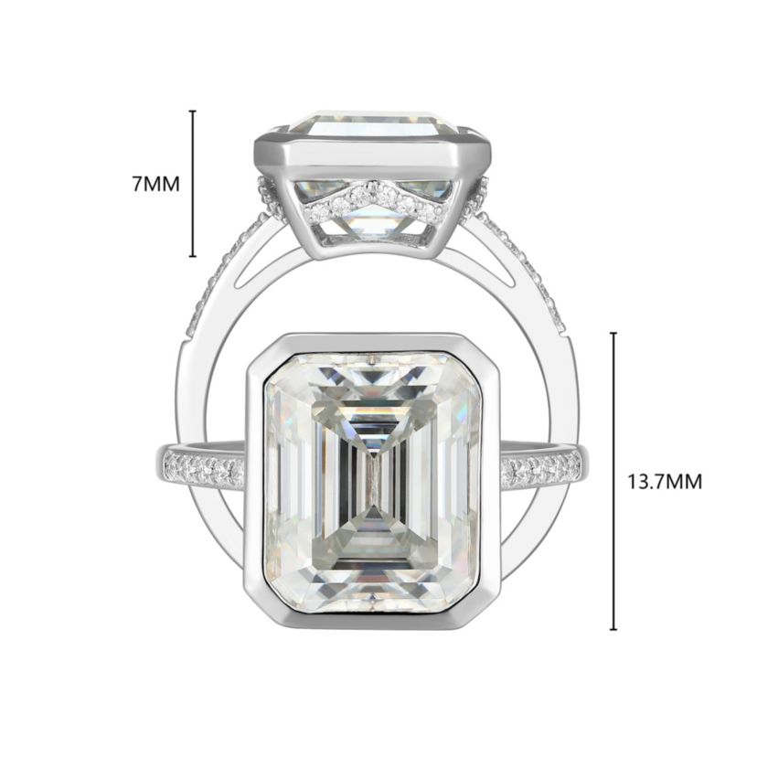 Lab Created Rhodium Plated Sterling Silver Womens Created Moissanite Pavé Band Statement RIng