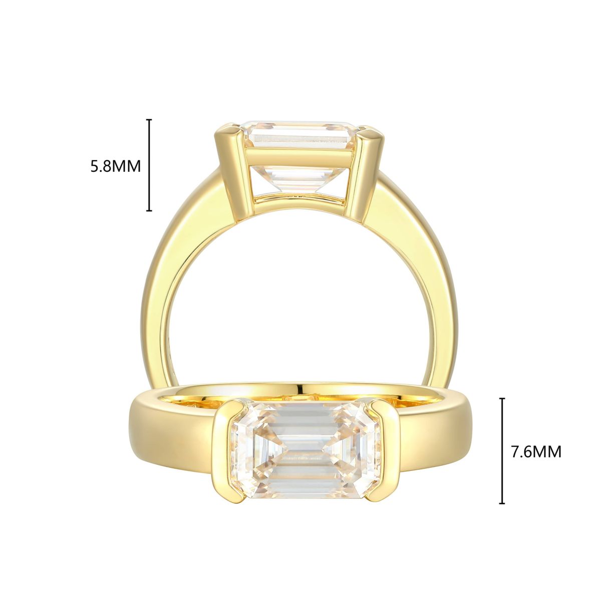 Lab Created 18K Yellow Gold Plated Sterling Silver Womens Created Moissanite Statement Ring