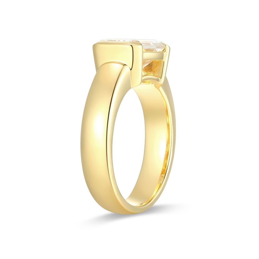 Lab Created 18K Yellow Gold Plated Sterling Silver Womens Created Moissanite Statement Ring