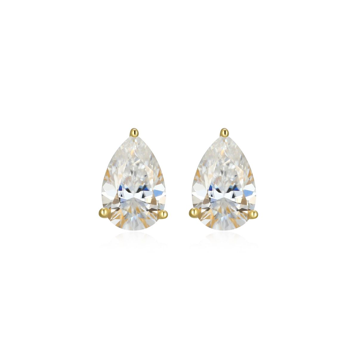 Lab Created 2.66 cttw Moissanite Pear Stud Earrings 18K Yellow Gold or Platinum Plated Sterling Silver
