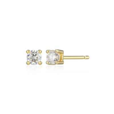 Aurealis Lab Created 0.18 cttw Moissanite Round Stud Earrings 18K Yellow Gold or Platinum Plated Sterling Silver