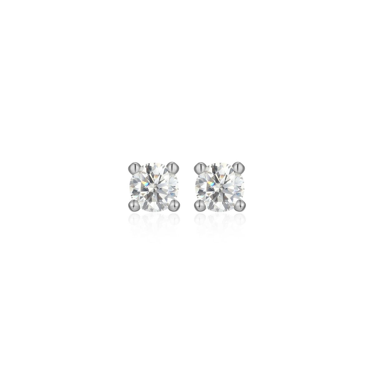 Lab Created 0.18 cttw Moissanite Round Stud Earrings 18K Yellow Gold or Platinum Plated Sterling Silver