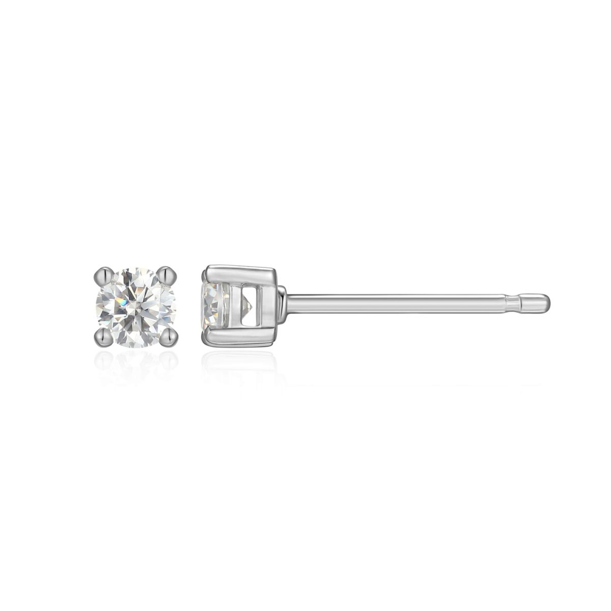 Lab Created 0.18 cttw Moissanite Round Stud Earrings 18K Yellow Gold or Platinum Plated Sterling Silver