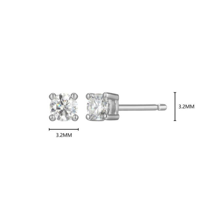 Lab Created 0.18 cttw Moissanite Round Stud Earrings 18K Yellow Gold or Platinum Plated Sterling Silver