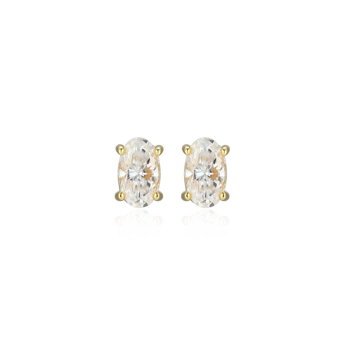Lab Created 0.46 cttw Moissanite Oval Stud Earrings 18K Yellow Gold or Platinum Plated Sterling Silver