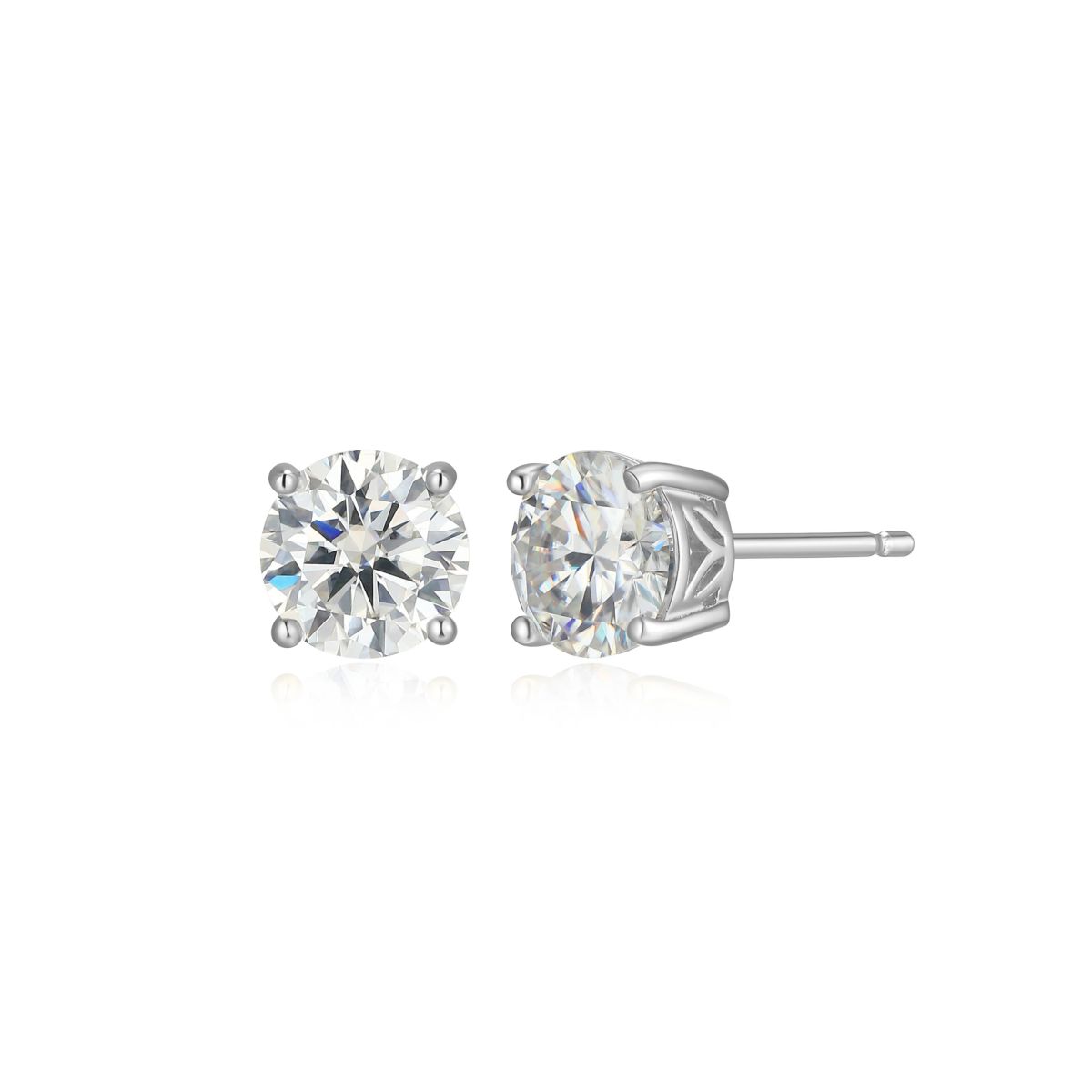 Lab Created 1.80 cttw Moissanite Round Stud Earrings 18K Yellow Gold or Platinum Plated Sterling Silver
