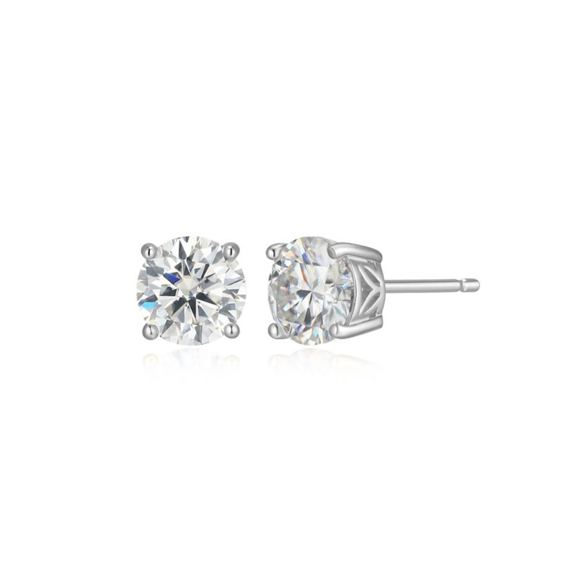 Lab Created 1.80 cttw Moissanite Round Stud Earrings 18K Yellow Gold or Platinum Plated Sterling Silver