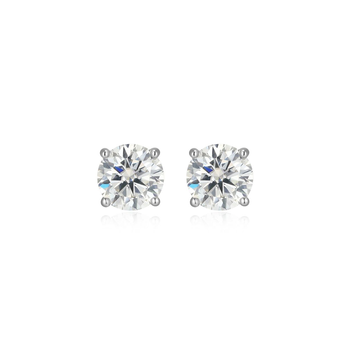 Lab Created 1.80 cttw Moissanite Round Stud Earrings 18K Yellow Gold or Platinum Plated Sterling Silver