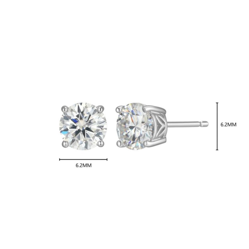 Lab Created 1.80 cttw Moissanite Round Stud Earrings 18K Yellow Gold or Platinum Plated Sterling Silver