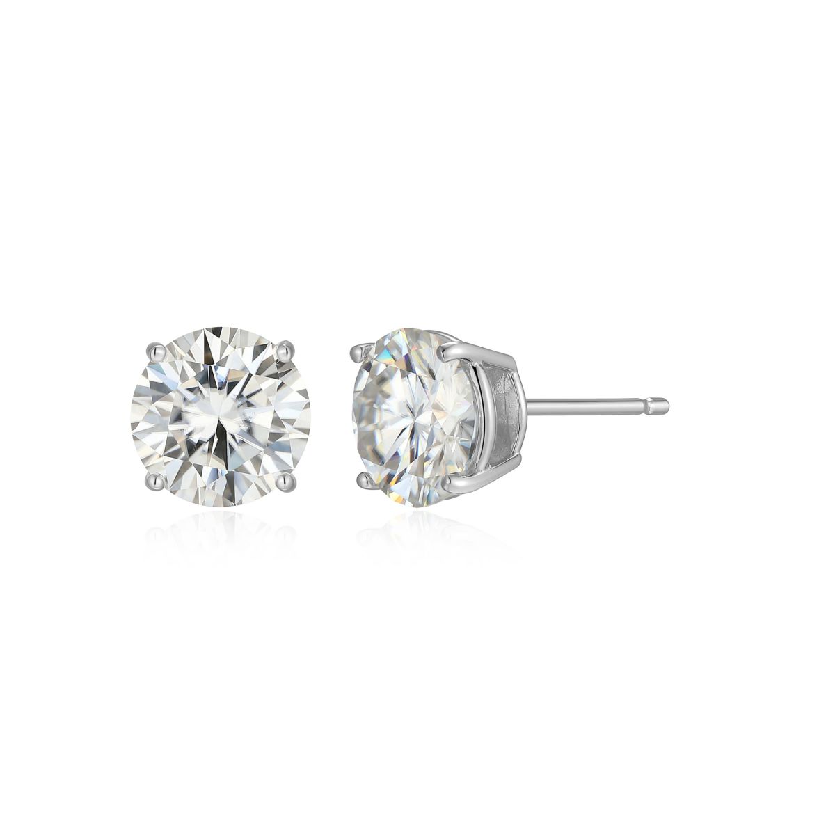 Lab Created 3.20 cttw Moissanite Round Stud Earrings 18K Yellow Gold or Platinum Plated Sterling Silver
